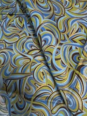 Fabric Vintage 36 in W 1960’s Groovy Pattern Green/Blue/Black/ Metallic 1.5 +yd