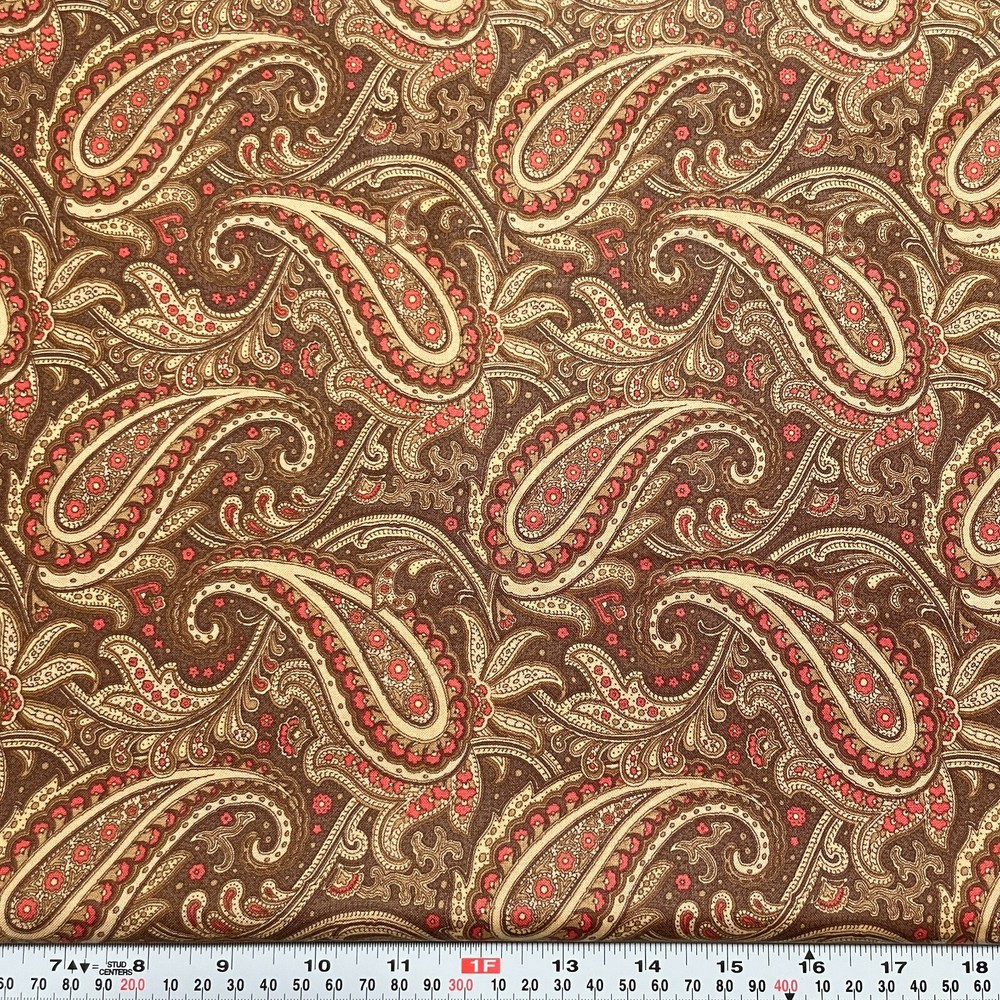 Gentry for Moda Red Brown Paisley Cotton Fabric by the HALF YARD 18″ x 44″