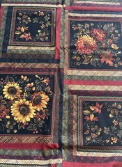 P&B Textiles “Abundance “ 100% Cotton Fabric 43”x101” Fall Flowers Panels