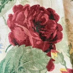 Vintage Richloom Floral Ivory Floral Rose Cotton Jacquard Damask Fabric 70”x55”