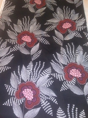 Black Pink White Geometric Floral Cotton Twill Fabric~3+ yards Uncut~JoAnn