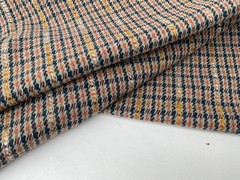 TWEEDY BALMORAL CHECK WOOL CASHMERE SILK BLEND OLIVE -BLUE -TAN MADE IN ITALY A9