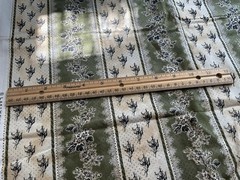 Rose Toile Stripe by Lakehouse LH Cotton Florals Beige, Green and Black 1.5 Yard