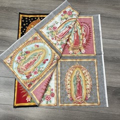 Metallic Our Lady of Guadalupe 100% COTTON fabric panel 24 x 44 Inner Faith