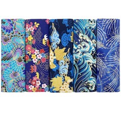 5 PCS Cotton Fabric 15.7×31.4 Inch Japanese Style Printed Fat Quarters Blue