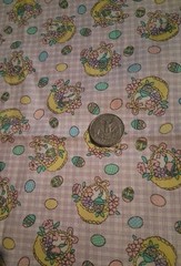 Easter Baskets Eggs Pastel Colors Checks Cotton Fabric 44″ X 30″