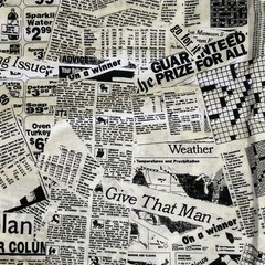 Newspaper Print Cotton Fabric, Ads, Crossword, For Sale, Junk Journal Ephemera