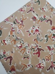 Reproduction Fabric Folk Art Dancing Andover Stripe Tan Sew Quilt ONE YARD