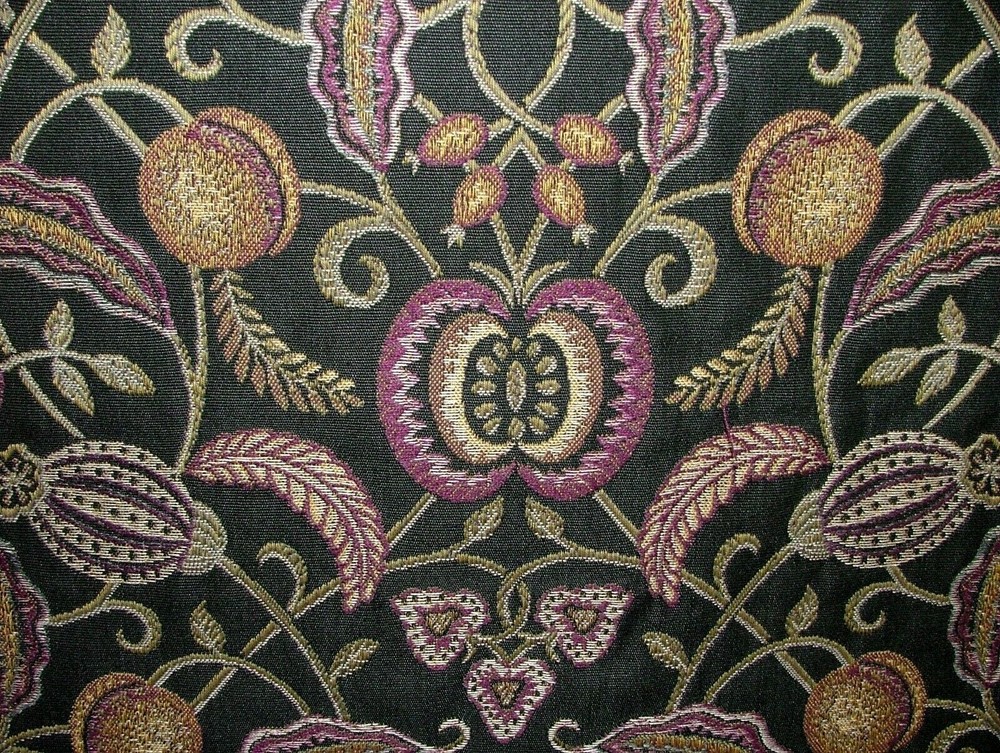 Arts And Crafts Coxhall Black Jacquard Curtain Upholstery Cushion Use Fabric