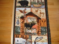 Wilderness Trail Bear Moose Fish Camper Boat Cotton Quilt Fabric Panel