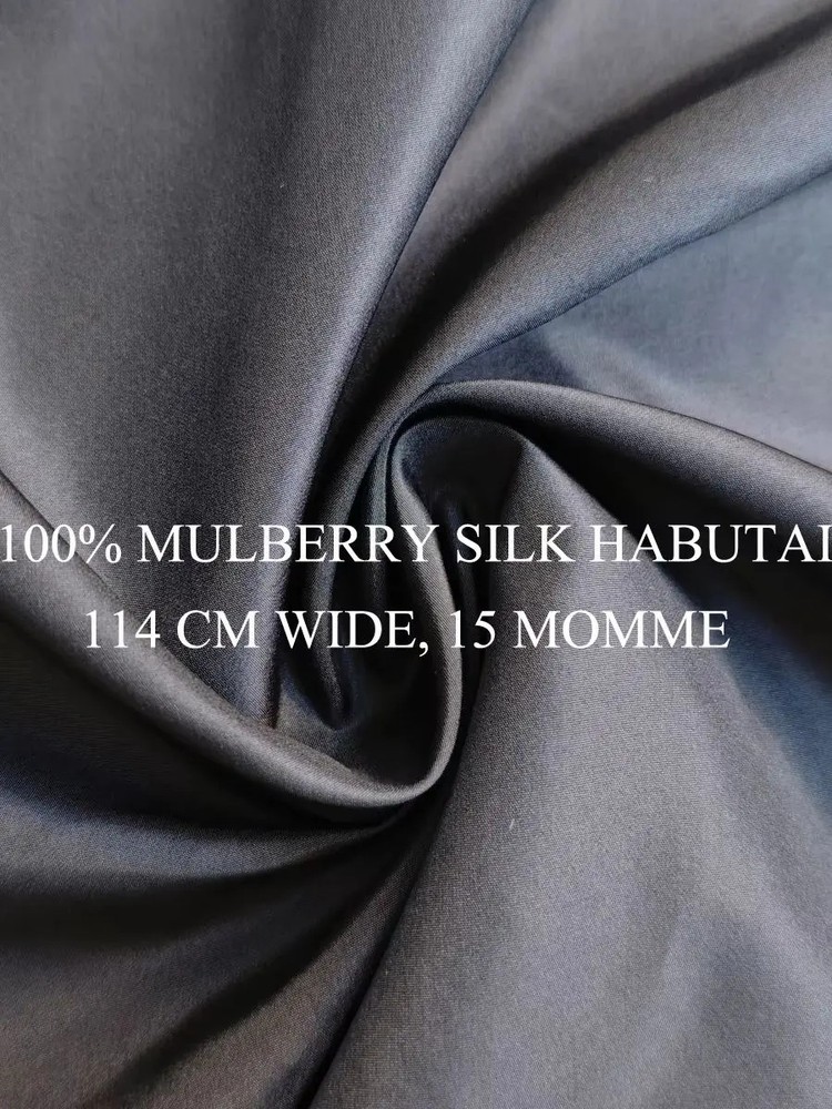 114cm Wide 15 Momme Black 100% Natural Silk Habotai Material Silk Habutai Fabric