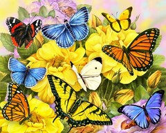 Butterflies ~ Floral, Spring ~ David Textiles Fabric Panel