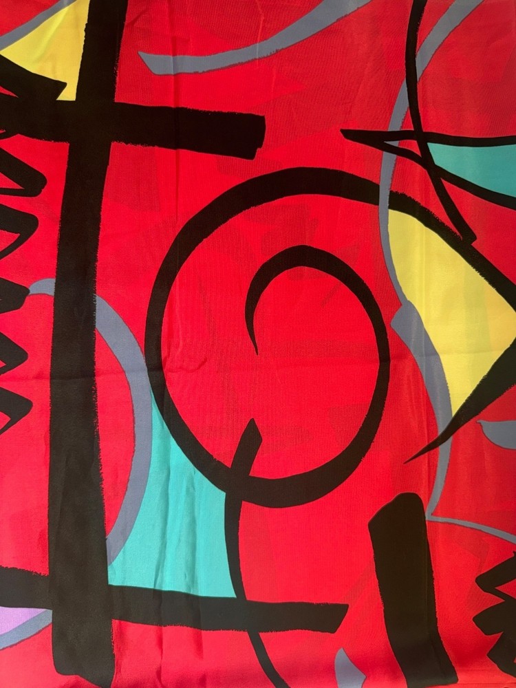 Vintage John Kaldor Fabric FCNA Silky Slinky Artsy Art2Wear Pop Art 3.5 Yards