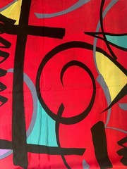 Vintage John Kaldor Fabric FCNA Silky Slinky Artsy Art2Wear Pop Art 3.5 Yards