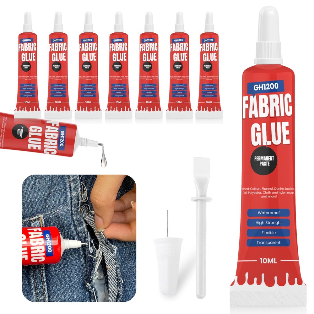 Fabric Glue Permanent (10 ML x 8), for 10 milliliters, Clear