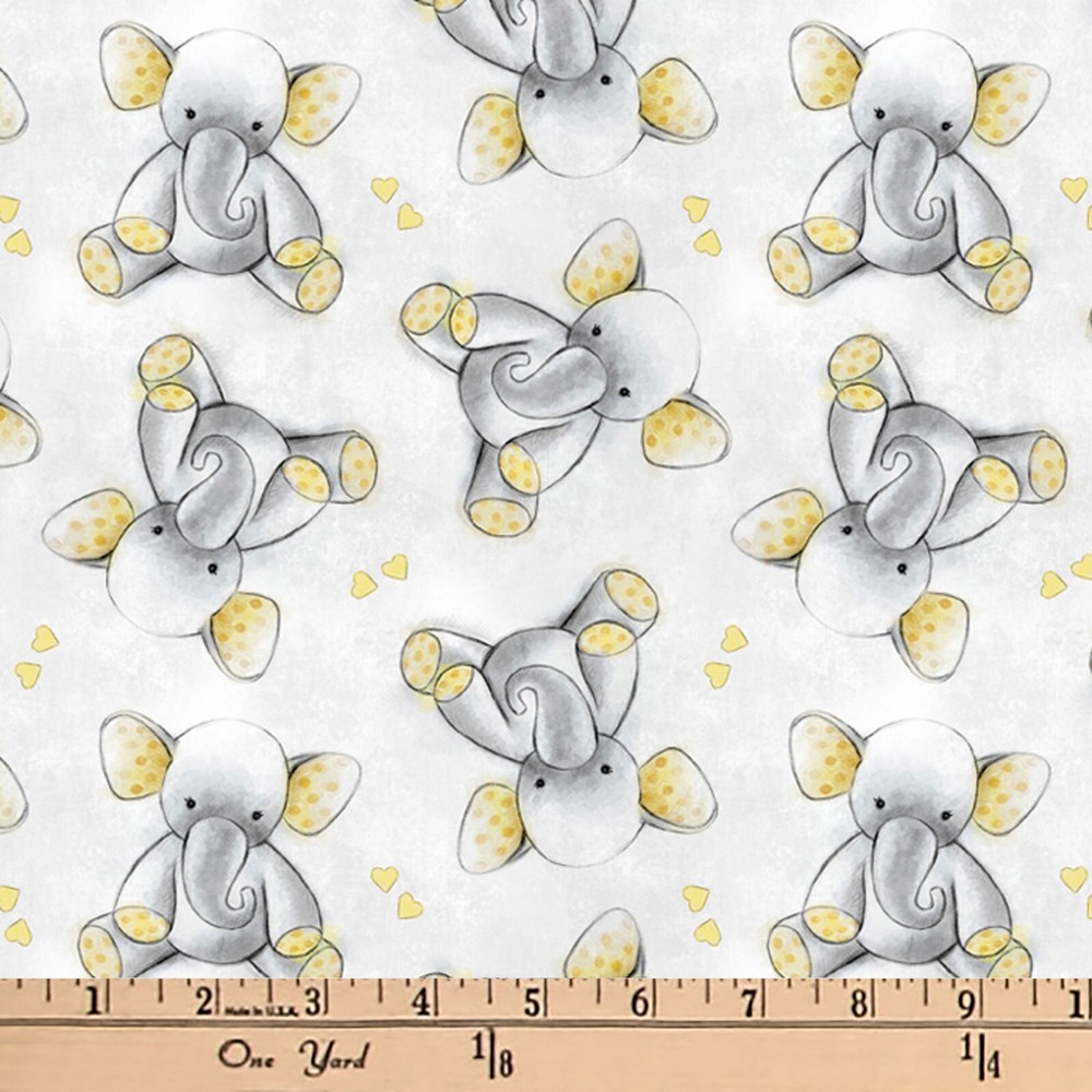 Sleepytime Elephants Print Fleece Fabric – 60″ Wide – Sold by The Yard