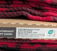 Blizzard Fleece Fabric Black & Red Check Plaid 59″ Wide BTY