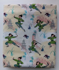 Disney Fierce Mulan Sword Pagoda China Imperial 100% Cotton Fabric 2 Yards