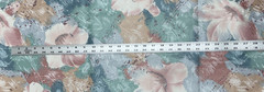 Vtg 80s Stanley King Pink Green Floral Polished Cotton Drapery Fabric BTY #32