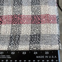 VTG 70’s Geometric Generic Remnant Red Black Grey Square Pattern 1 Yd Cotton Bld