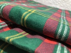 Heavy Canvas Flannel Green Red Yellow White Plaid 5Y x44″W VTG Concord Fabric
