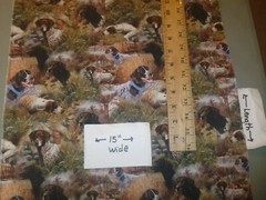 Sporting Dogs In The Field Cotton Fabric – 15 INCHES WIDE and 36 INCHES LONG