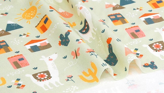 Desert Camel Cactus Fabric made in Korea by the Half Yard