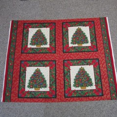 Vintage Cranston Christmas Tree Pillow Panel 4 Blocks 44″ x 35″ Each Block 14.5″