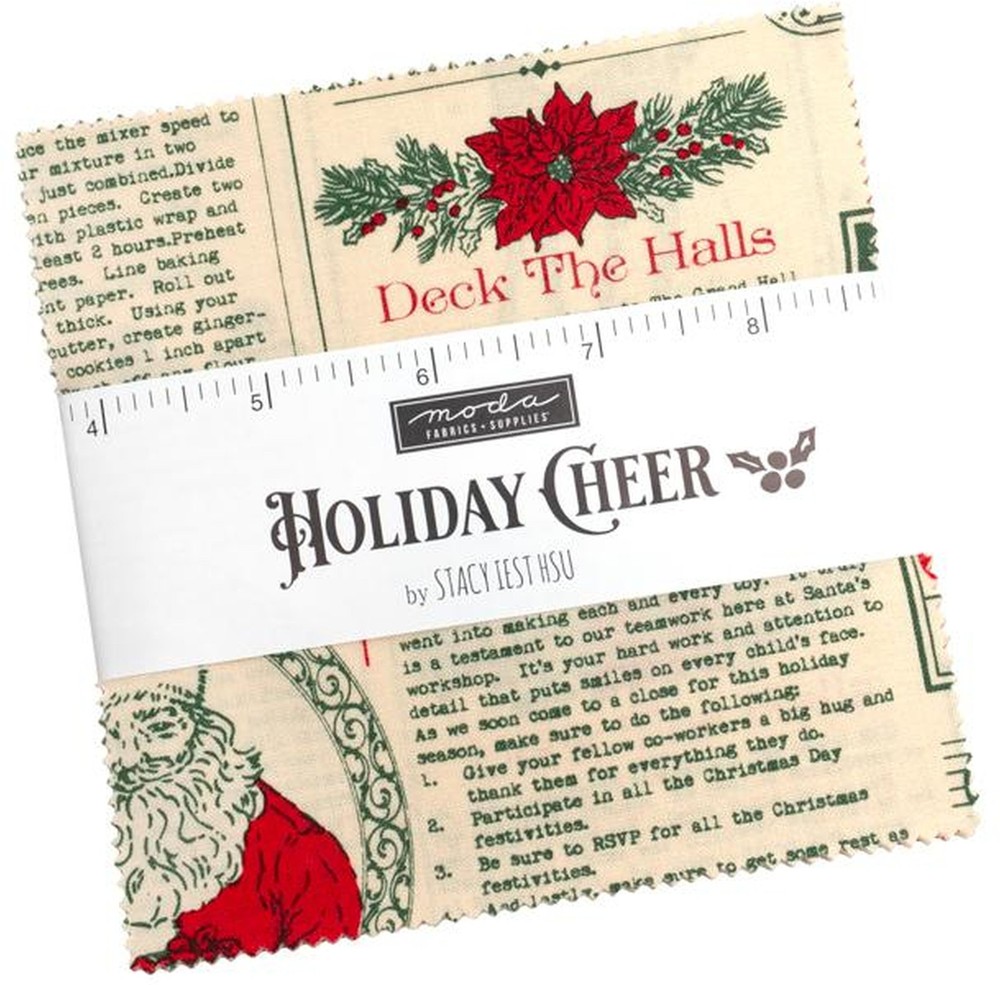 Holiday Cheer Moda Charm Pack, 100% Cotton 5-inch Precut Squares (42 pcs)