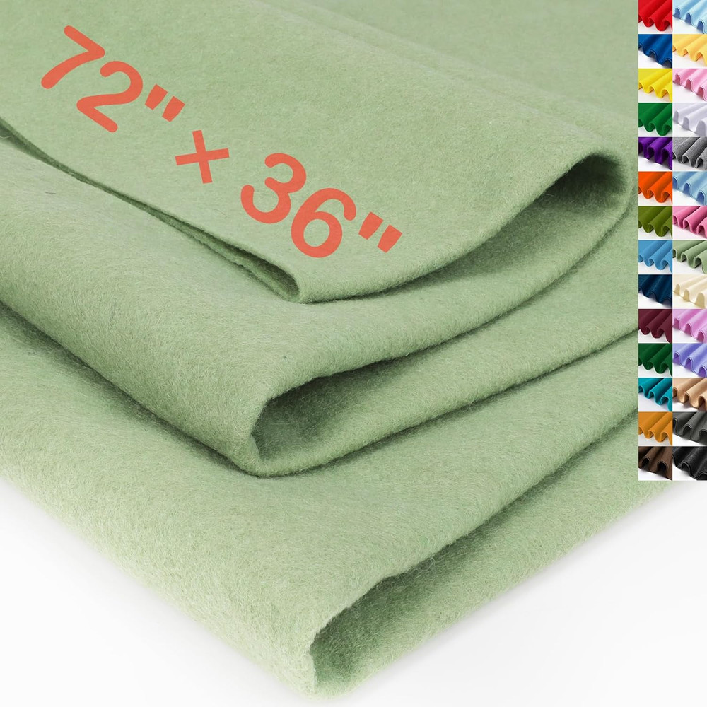 Sage Green Large Felt Fabric 72″ X 36 “(2 Square Yards), 1.4 Mm Thick Soft Felt