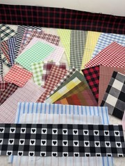 Fabric Scraps Gingham Plaid Stripes 2 1/2” – 5” Wide Crafts Quilting Red Blue