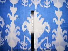 5 Yard Indian Hand Block Ikat Print Pure Cotton Dress Running Fabric Blue White