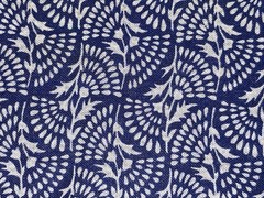 By 1/2 Yd Dark Blue and Gray Floral Geometric Cotton Quilt Fabric