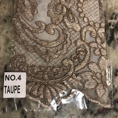Elise TAUPE Polyester Corded Floral Embroidery on Mesh Lace Fabric by the Yard