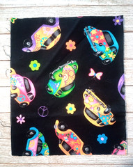 Peace Sign Buggy Car Cotton Fabric 10″ X 8″ Sewing Crafting Length Piece New