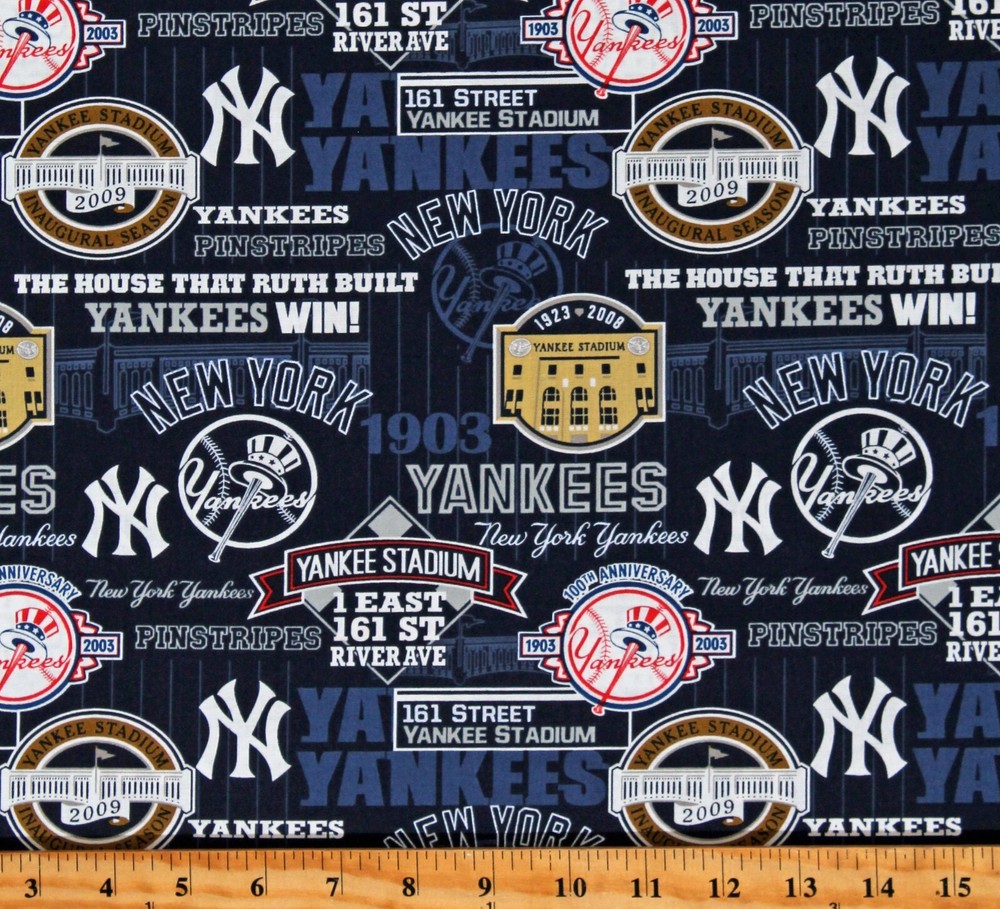 Cotton New York Yankees Stadium MLB Navy Fabric Print by the Yard D159.67