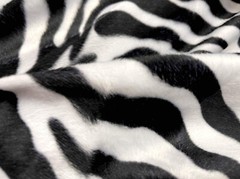 60″ Zebra Animal Pattern Short Pile Smooth Faux Fur Velboa S-Wave Fabric BTY
