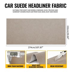 Headliner Fabric 108″ L x 60″ W Foam Backing for Car Truck RV SUV Boat Beige