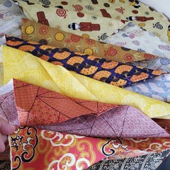 Mixed Lot 14 Joann Fabric Novelty Bundle Japanese Geisha Fan Cotton Fat Quarters