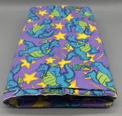 Vintage Dragon Tales Blue Dragon Ord Purple Stars Flannel Fabric 2003 44×22”