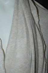 Linen sweatshirt Fleece Knit fabric Linen Recycled poly oatmeal color by yard