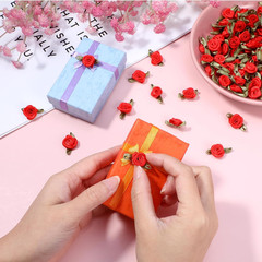 100 Pcs Red Mini Satin Rose Flower Appliques Ribbon Bows for DIY Craft & Sewing