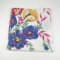 Vintage Feed Sack Fabric with Red Blue & Yellow Flowers 1 Yd & 33″ Long 35″ Wide