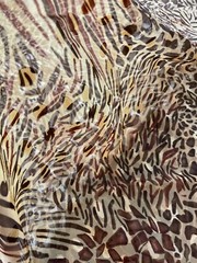 Fabric Lot 1 Yd 56 W Animal Print Leopard Brown Gold Poly Sheer Textured