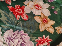 Cotton Blend Fabric Dark Green With Floral Pattern 5 1/2 Yards 40″ Wide Crantex