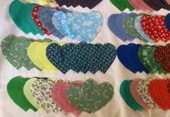 120 Pre Cut Fabric Hearts Assorted Colors Patterns for Quilting Sewing Crafts