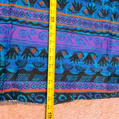 Fabric Remnant Tribal Stripe Swirls Geometric Lines Purple Blue Black 50 x 58