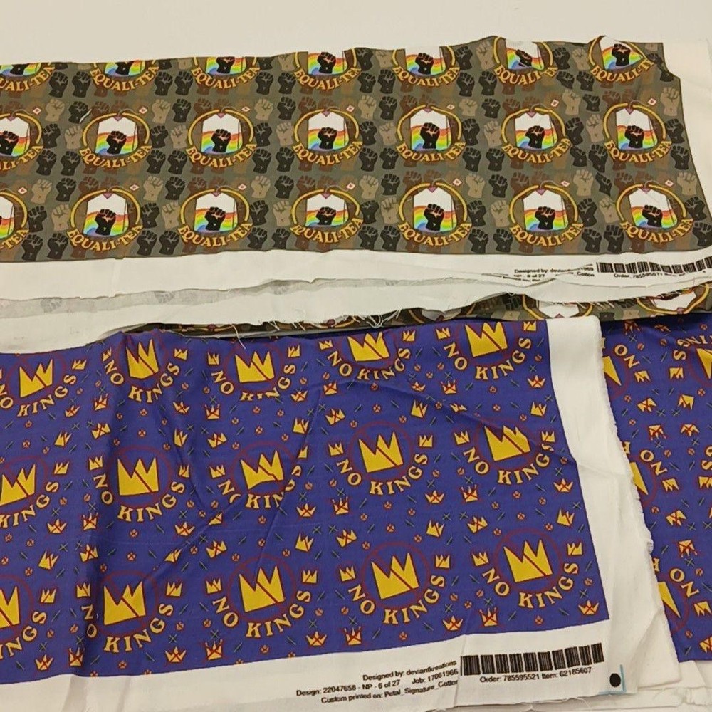 Equality No Kings Digitally Printed Quilting Cotton Fabric Lot 2 USA Multicolor