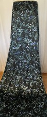 100% Floral Silk Charmeuse Deep Teal & Midnight Navy Blue 2Yards 23″ Long 54″ W