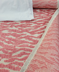 Designer upholstery remnants, velvet animal print, coral, 1.5 yards
